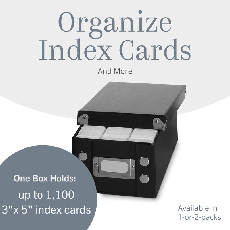 Snap-N-Store Index Card Holder Storage Box - Collapsible Organizer Box fits 1100 Flash Cards - Business, Recipe, or Note Card - 3 x 5, 1 Pack, Black - Image 3